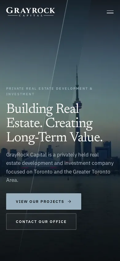 GrayRock Capital website on a phone